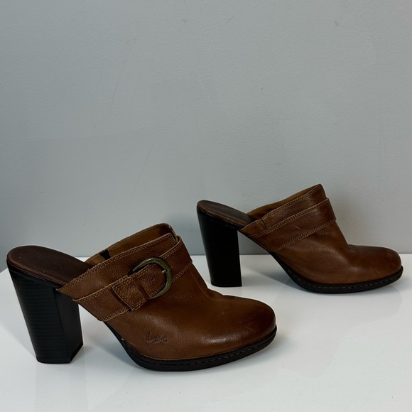 BOC Brown Leather Heeled Mules Size 11 - Picture 2 of 16